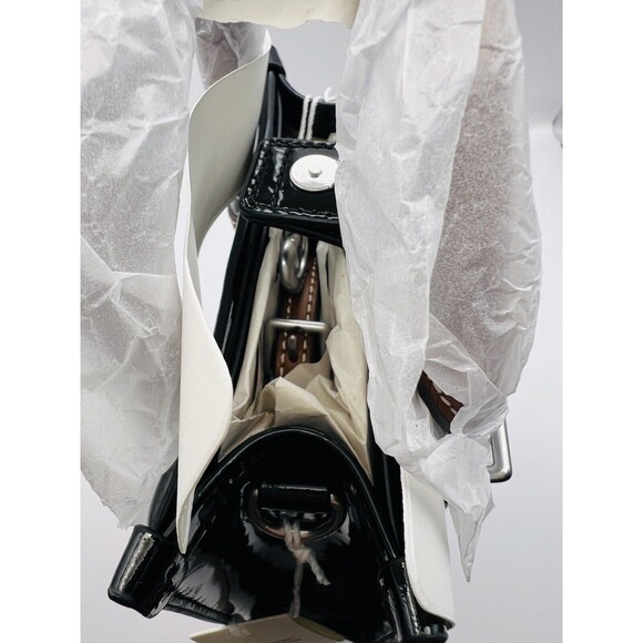 Tory Burch T Monogram Tote Puffy Patent Leather Mini N/s Black New $498 - Picture 3 of 5